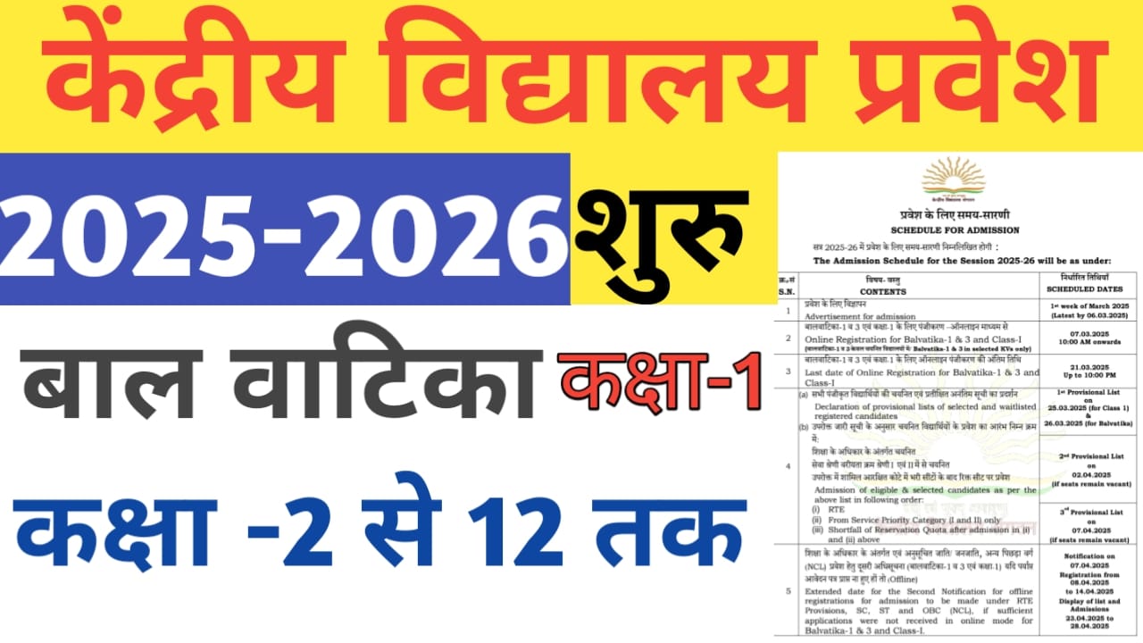 KVS Admission Open : Step by Step Registration process